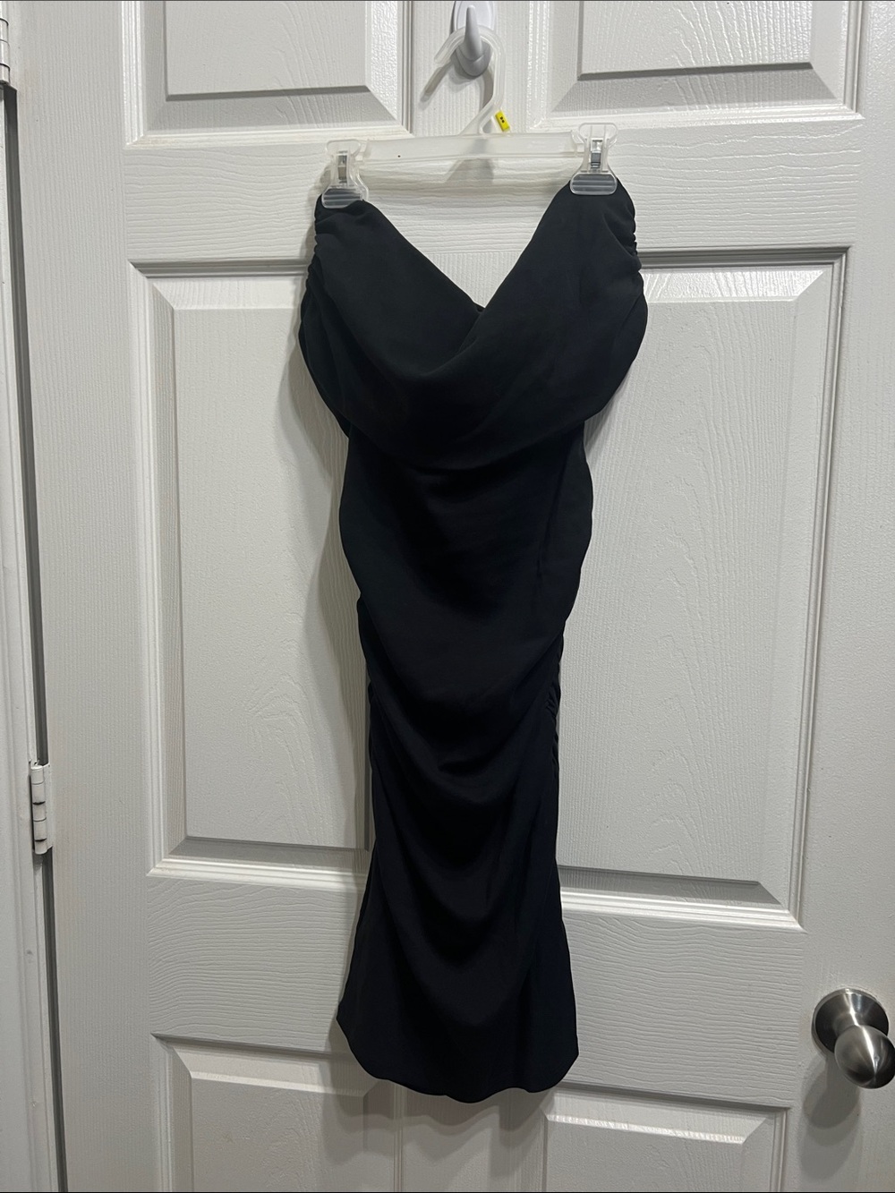 Zara Black Strapless Draped Midi Dress